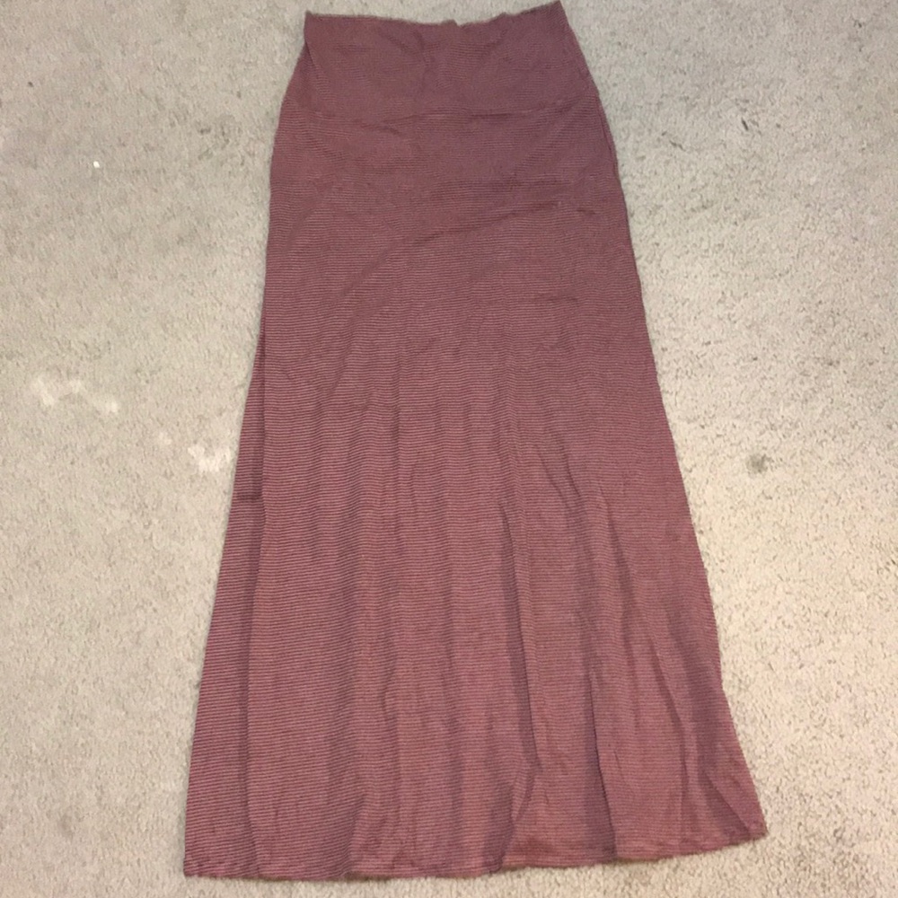 Pink and black strip maxi skirt.